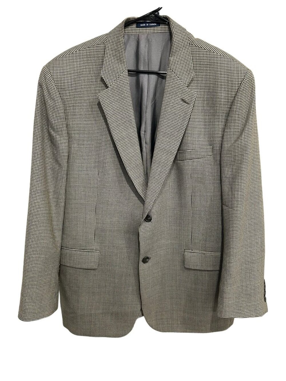 Ralph Lauren Mens 46R Houndstooth Blazer Wool Marked Dry Clean Only